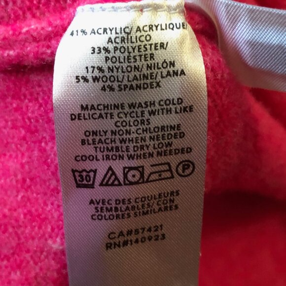 LOFT Womens XS Hot Pink Sweater Silver Sequin Stars Wool Blend READ - Picture 7 of 10